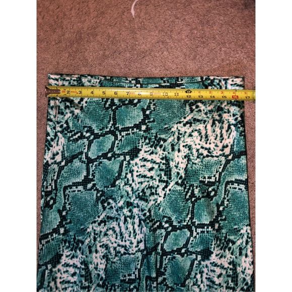 RACHEL ZOE Green Snake Print A-Line Midi Skirt Size Large - Picture 7 of 8